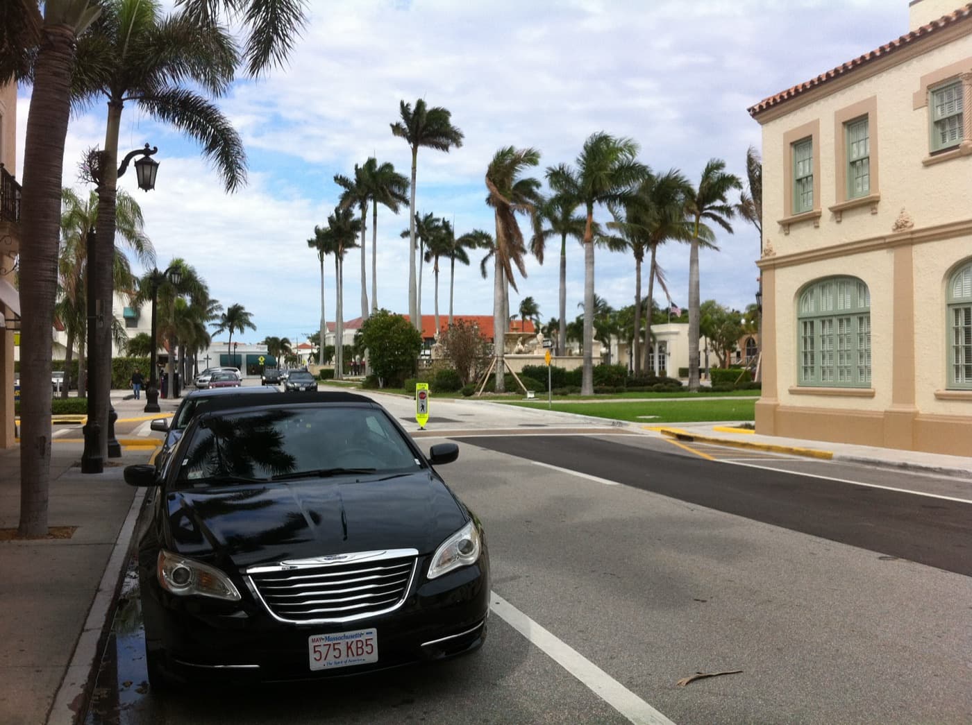 Traffic on South County Road in Palm Beach, Florida